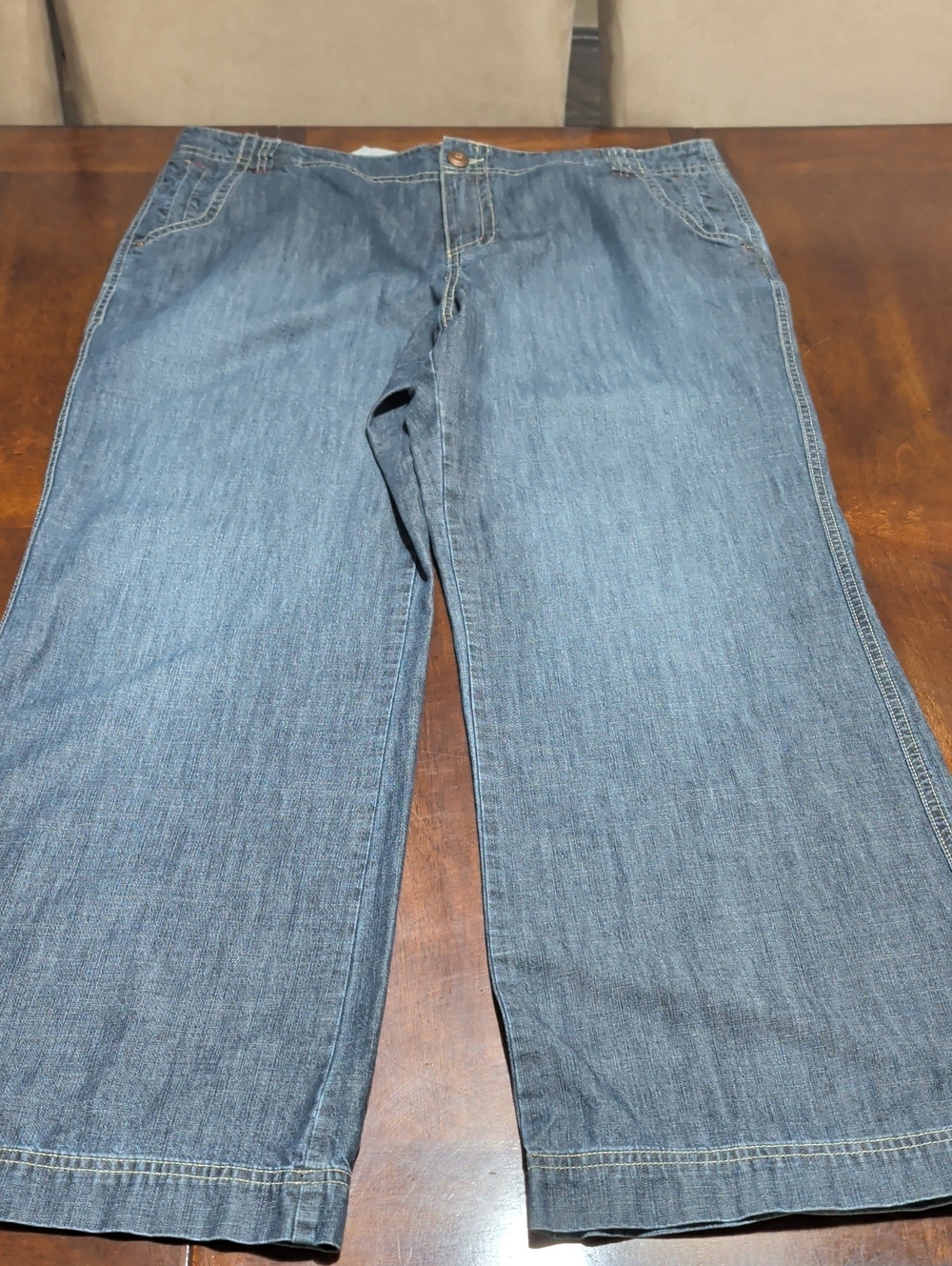 Women's Bass Jeans Sz.16 Wide Leg Boho Chic Medium Wash Quiet Luxury
